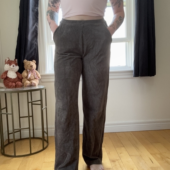 L.L. Bean Gray Cord Wide Leg Pants - Picture 1 of 7